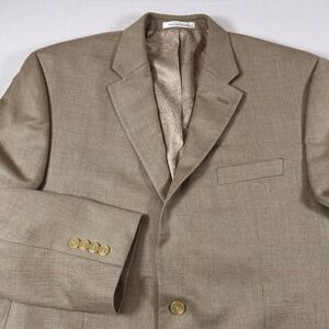 Chaps Men's Large Tan‎ Herringbone Sport Coat Blazer Casual Dress Jacket